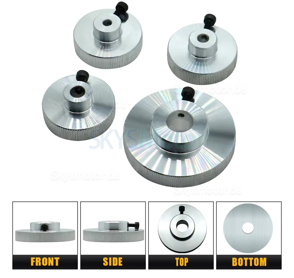 Handrad aus Aluminiumlegierung f&uuml;r Schrittmotoren (5 mm/ 6,35 mm/8 mm/14 mm) f&uuml;r Nema 17/23/34 Schrittmotoren